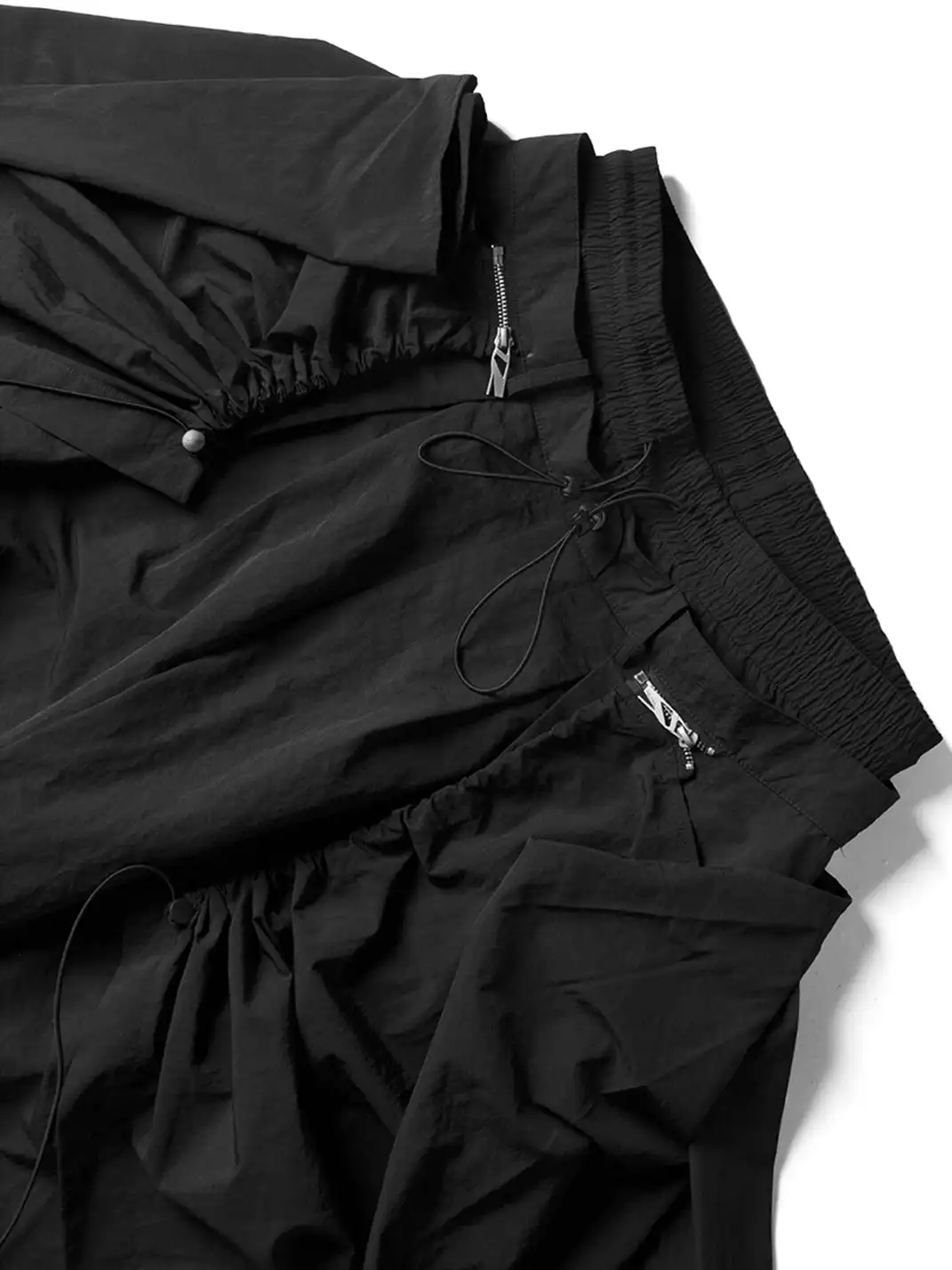 RELABEL | Drawstring Layered Double-Waistband Parachute Pants
