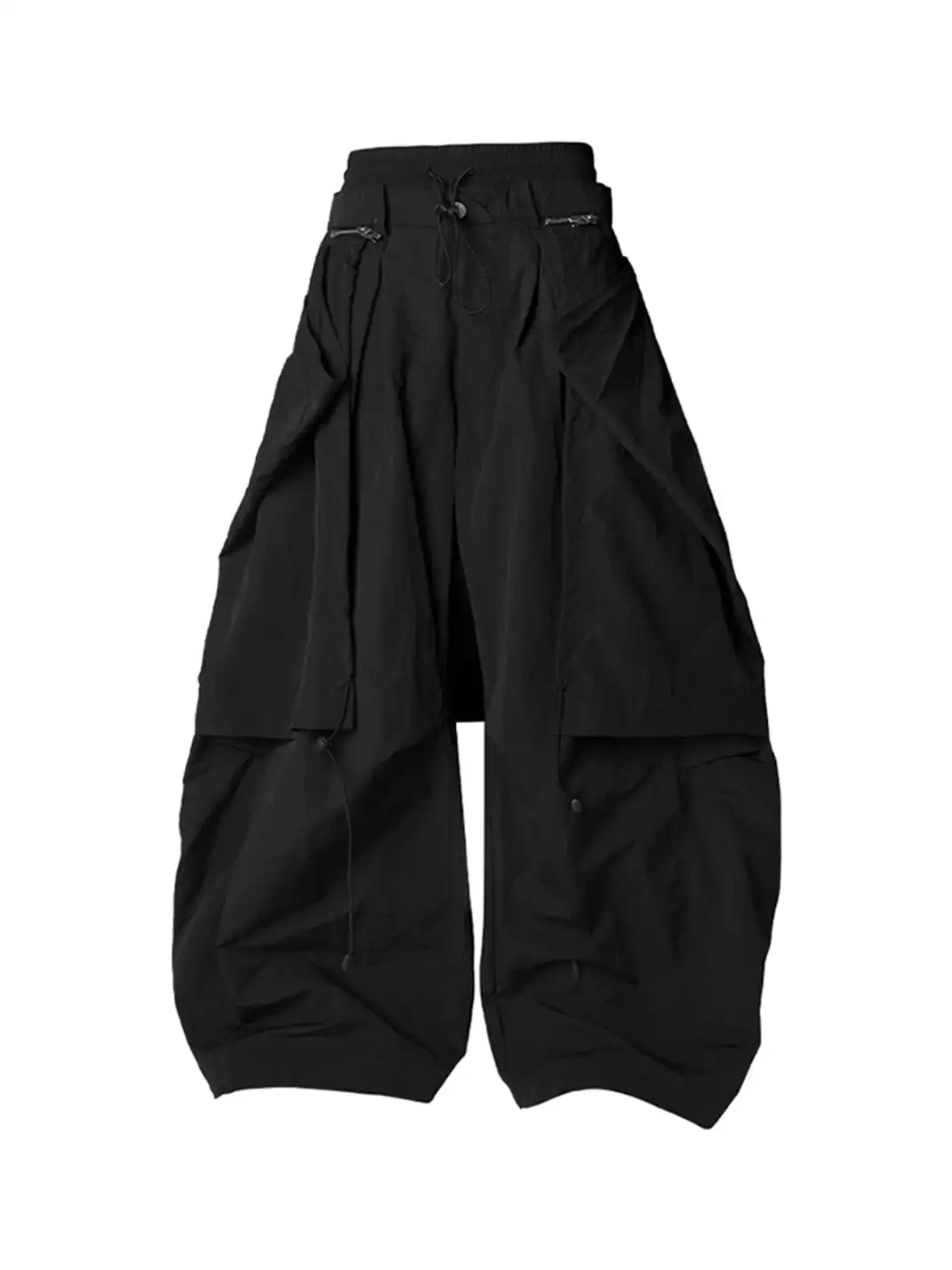 RELABEL | Drawstring Layered Double-Waistband Parachute Pants