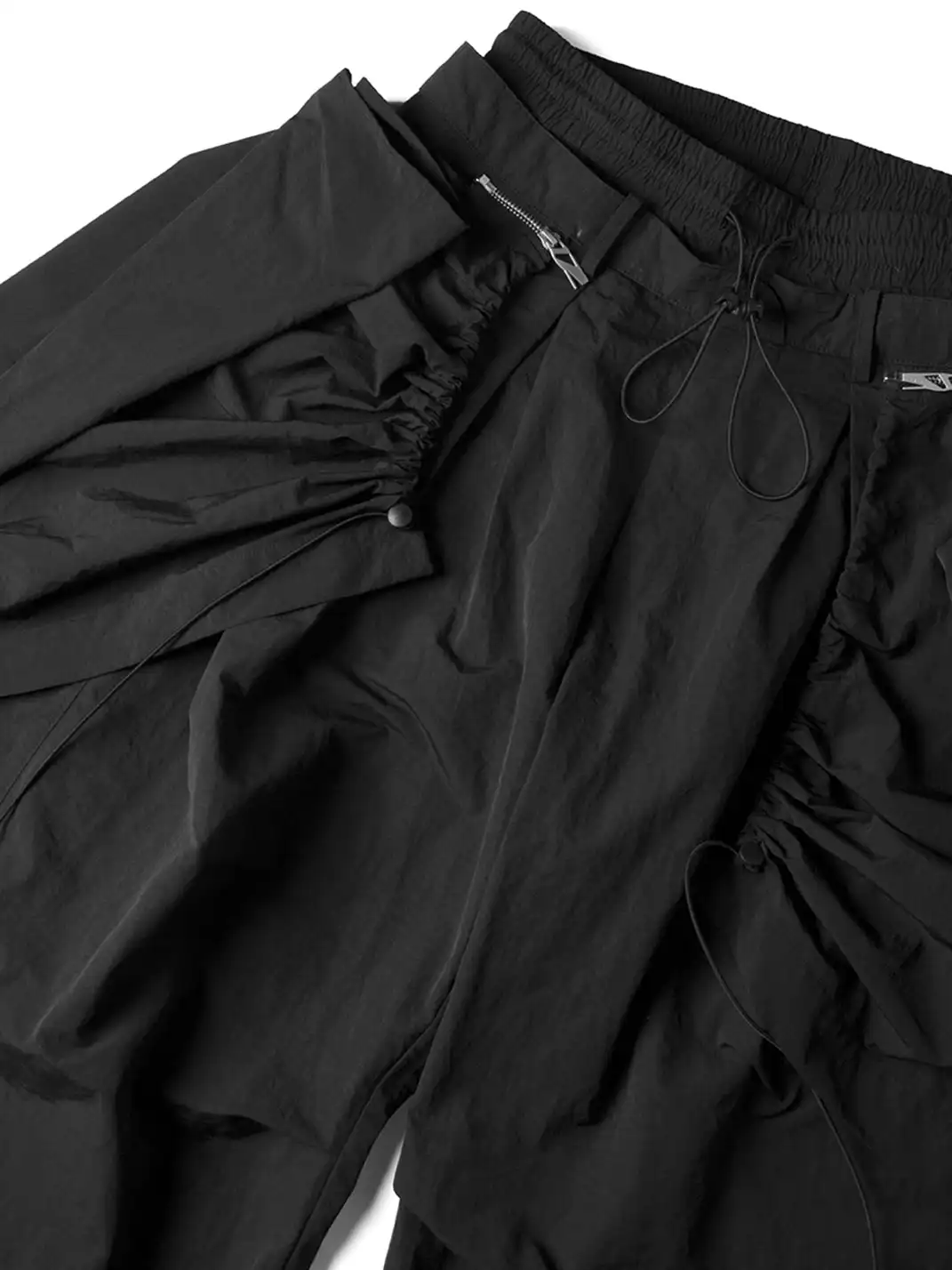 RELABEL | Drawstring Layered Double-Waistband Parachute Pants