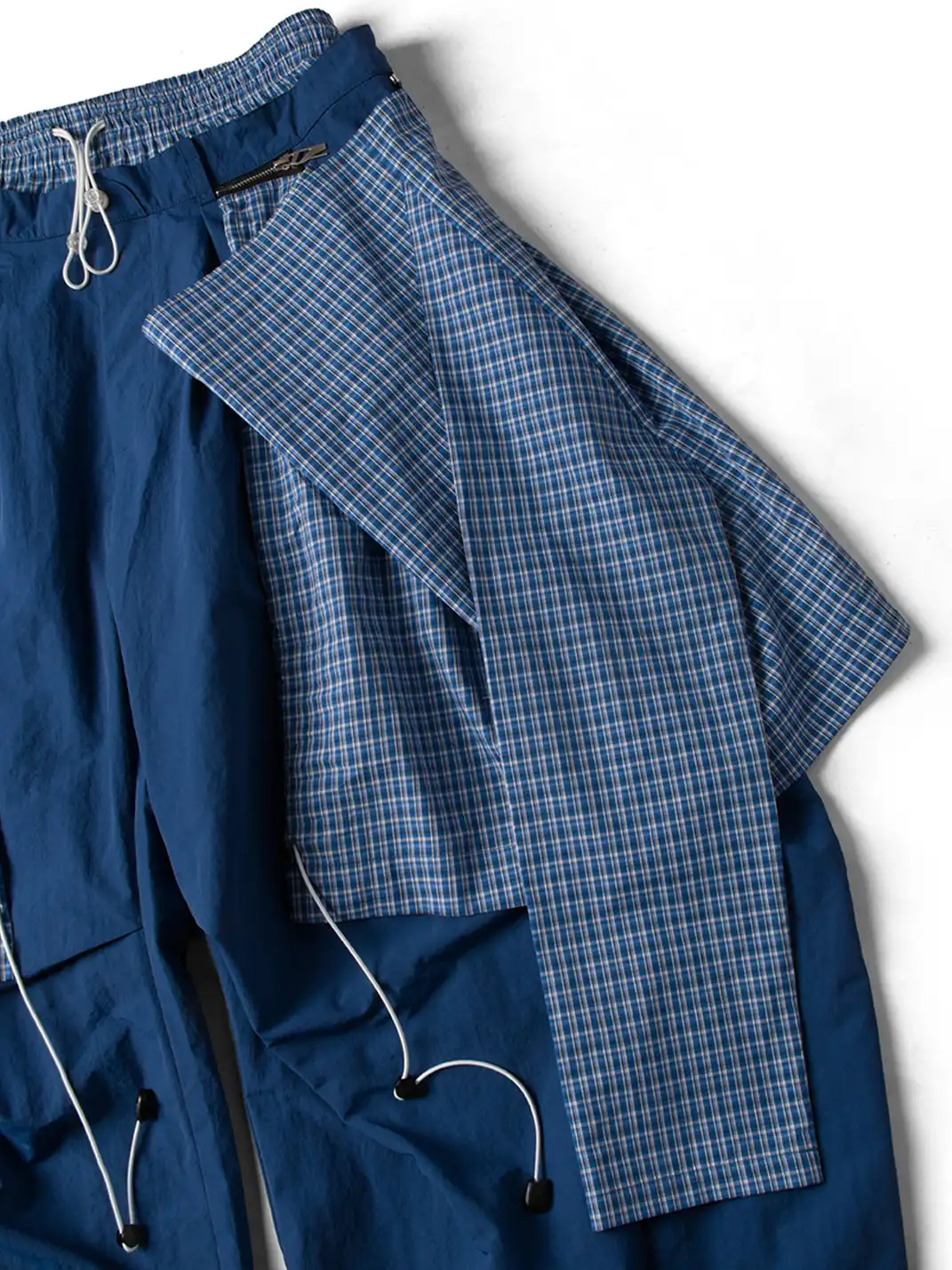 RELABEL | Drawstring Layered Double-Waistband Parachute Pants