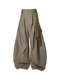 RELABEL | Pinstriped Detachable-Scarf Oversized Pants