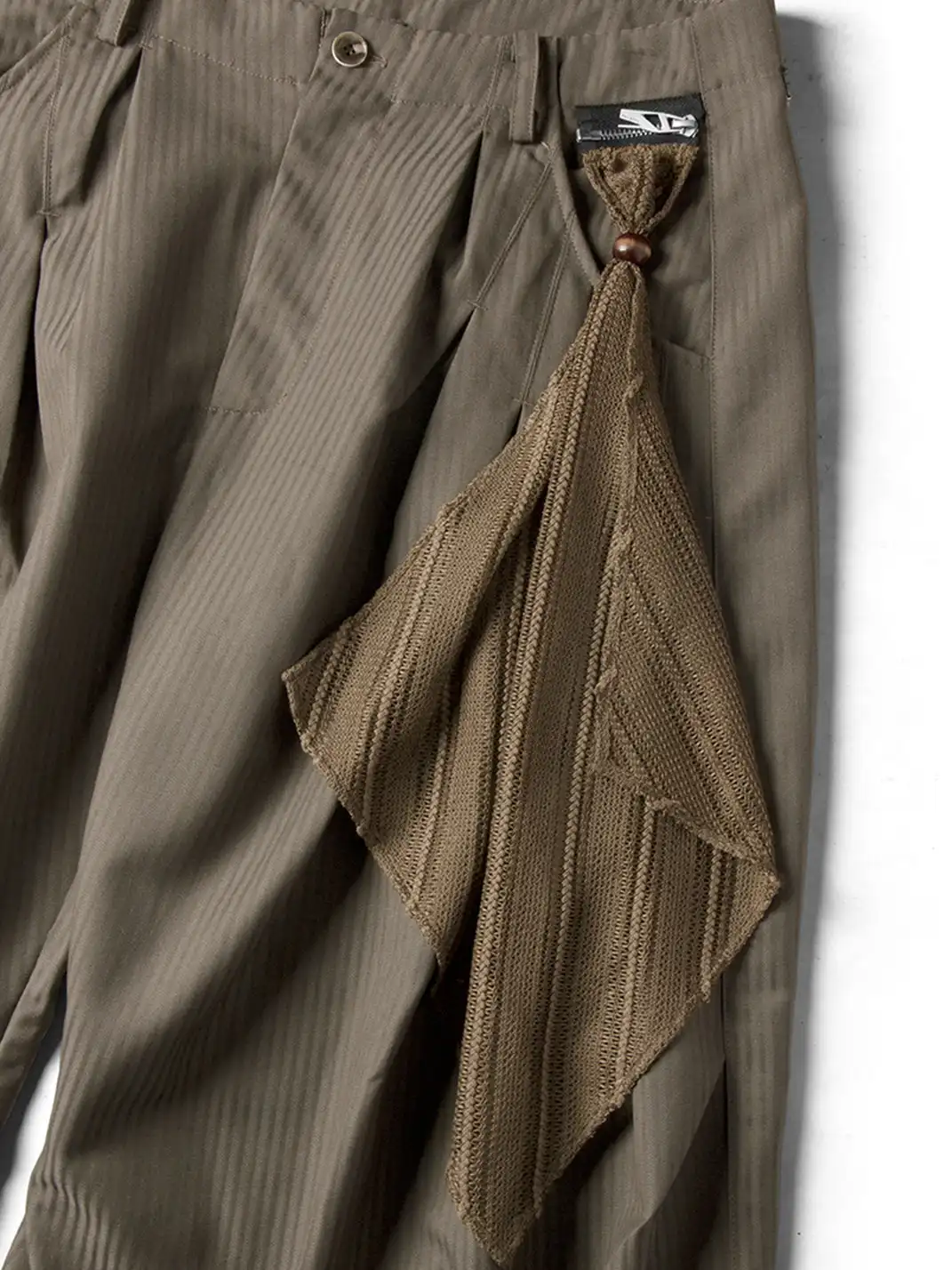 RELABEL | Pinstriped Detachable-Scarf Oversized Pants