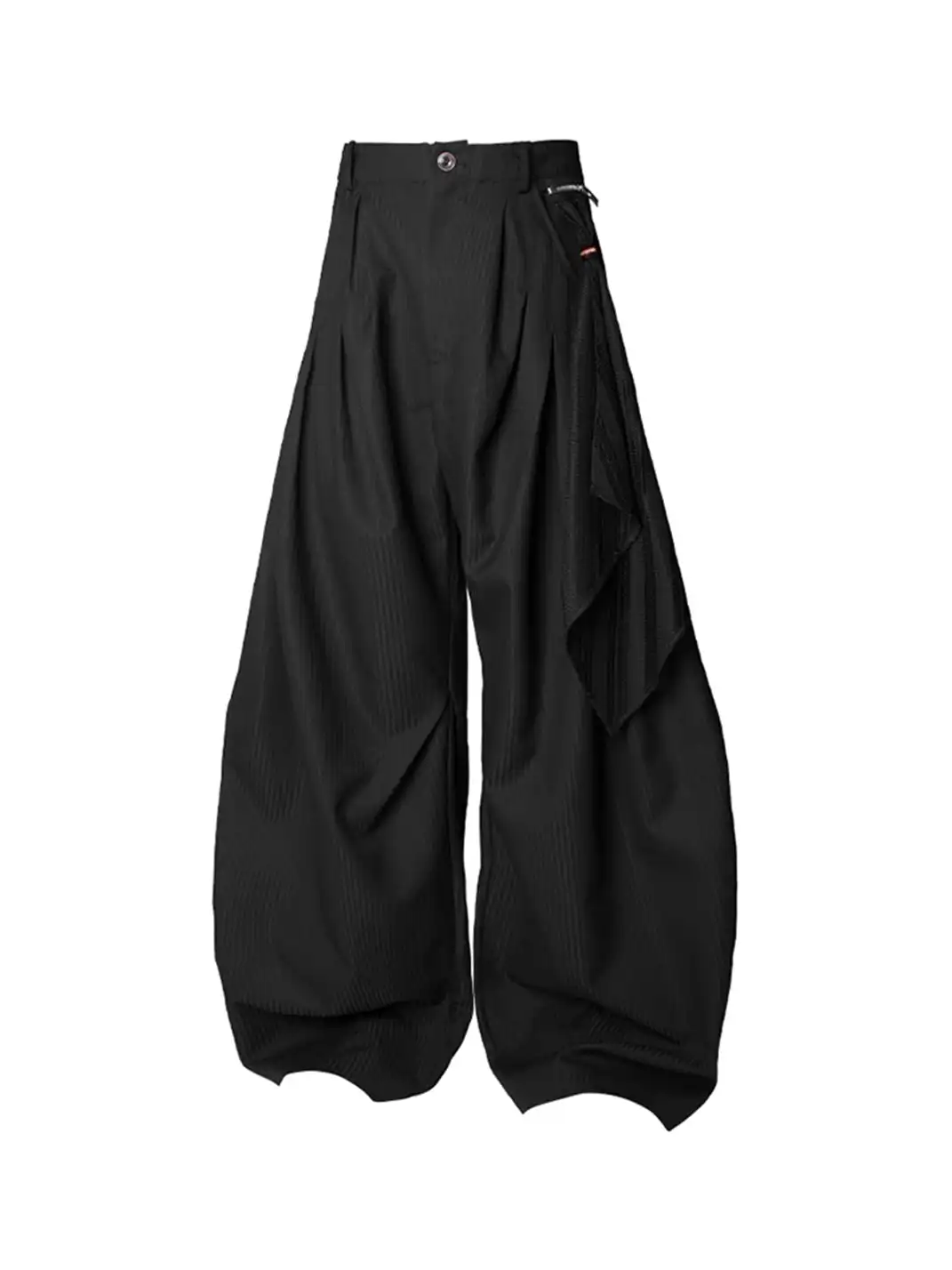 RELABEL | Pinstriped Detachable-Scarf Oversized Pants
