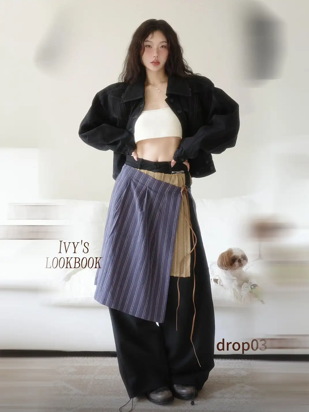 RELABEL | Layered Striped Apron Wide-Leg Pants