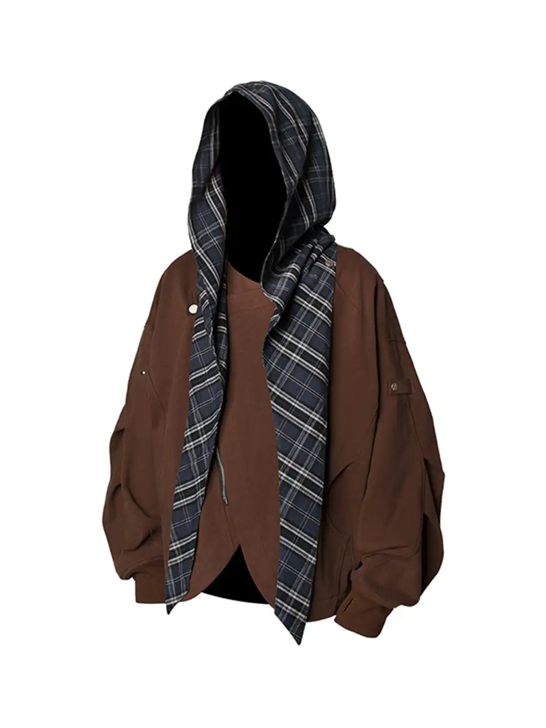 RELABEL | Detachable Plaid Hood Jacket