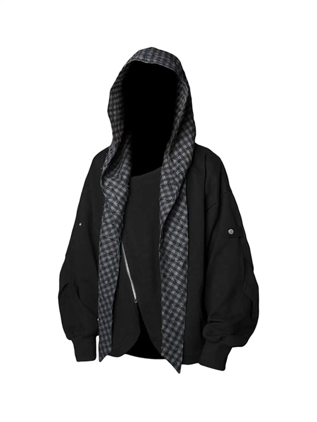 RELABEL | Detachable Plaid Hood Jacket