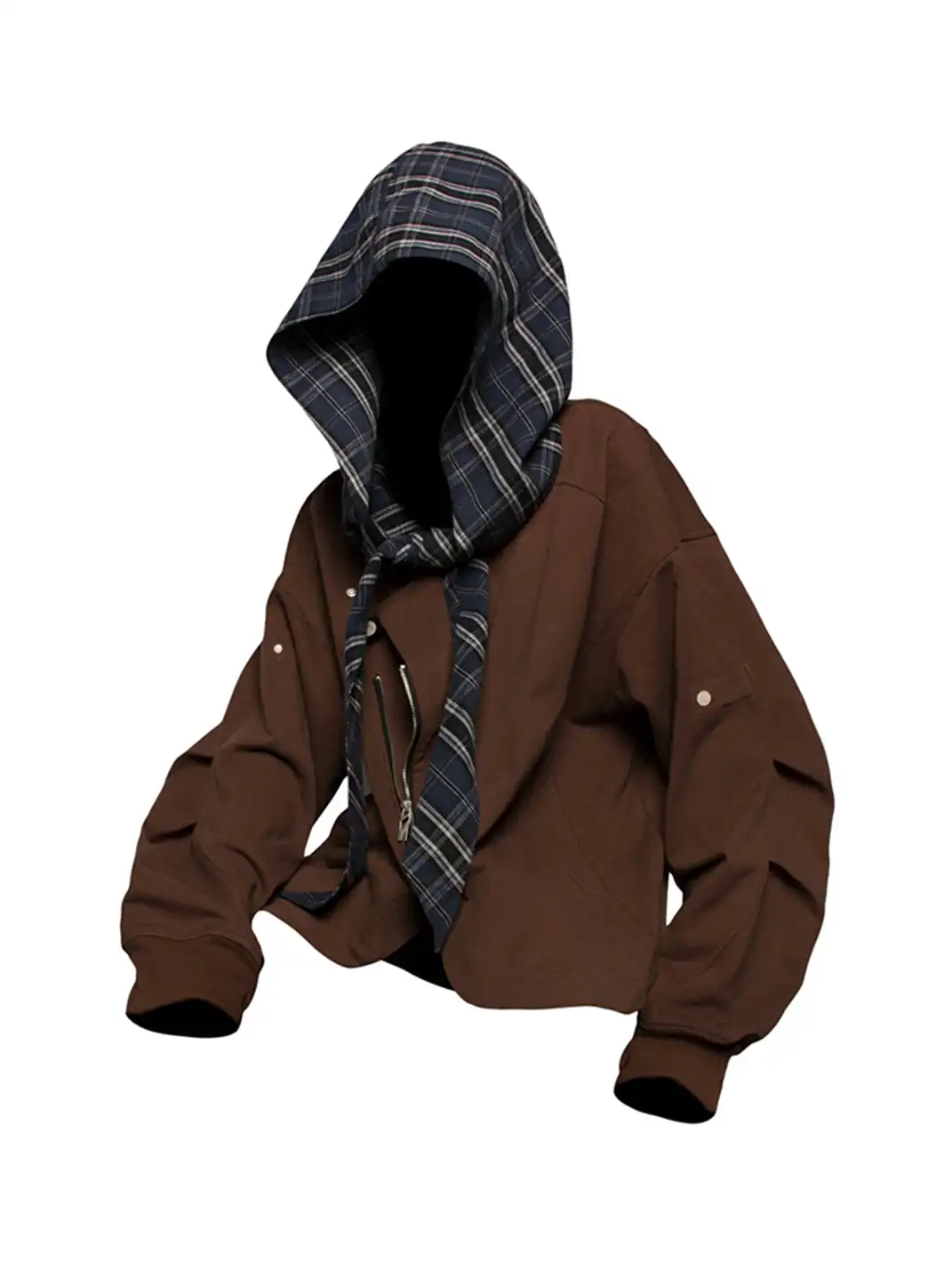 RELABEL | Detachable Plaid Hood Jacket