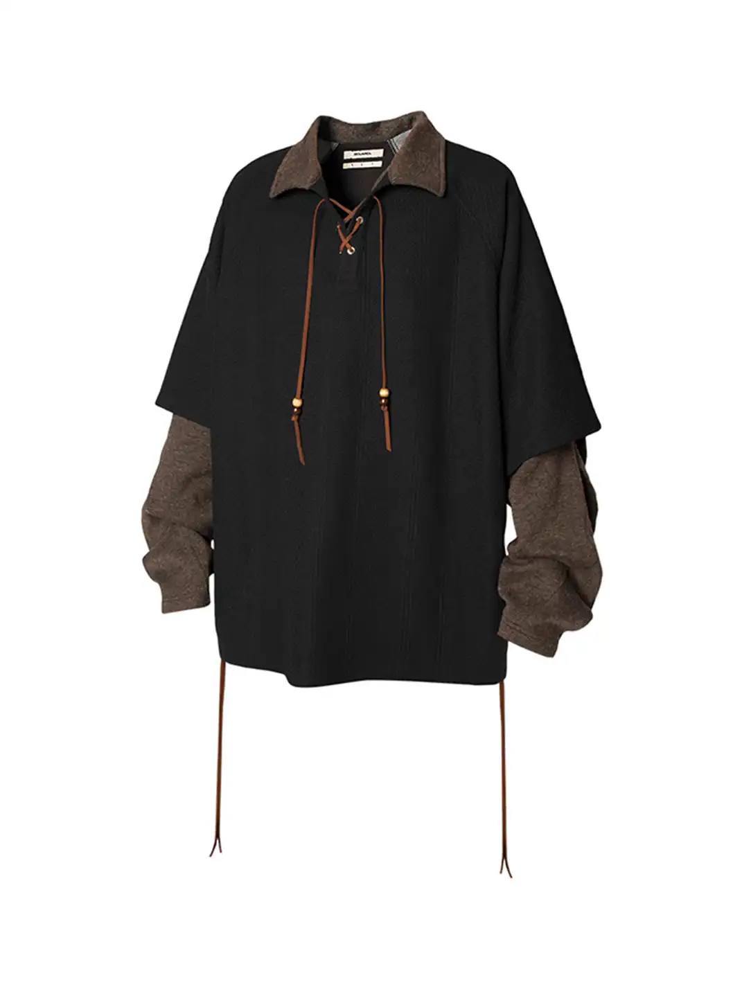 RELABEL | Contrast Faux Layered Lace-Up Sweatshirt