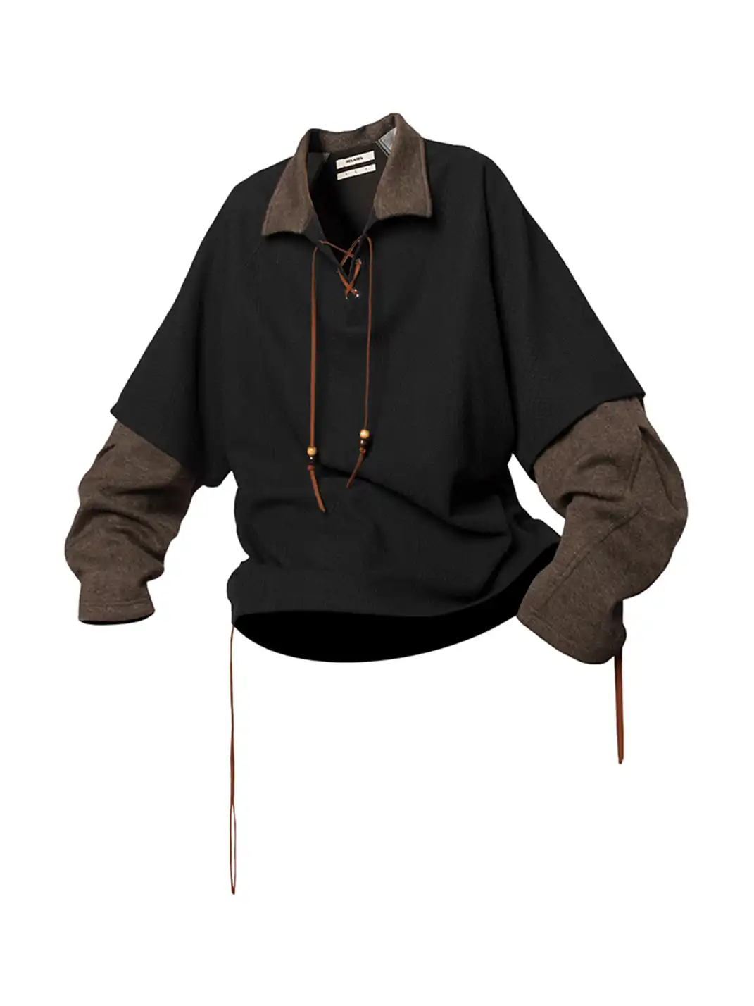 RELABEL | Contrast Faux Layered Lace-Up Sweatshirt