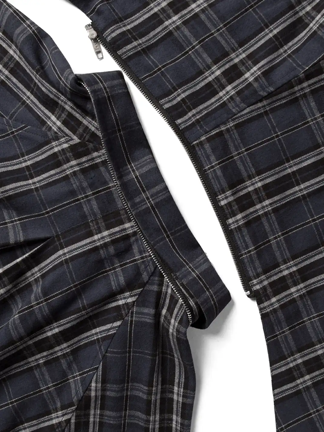 RELABEL | Detachable Hood Multi-Zip Plaid Oversized Shirt