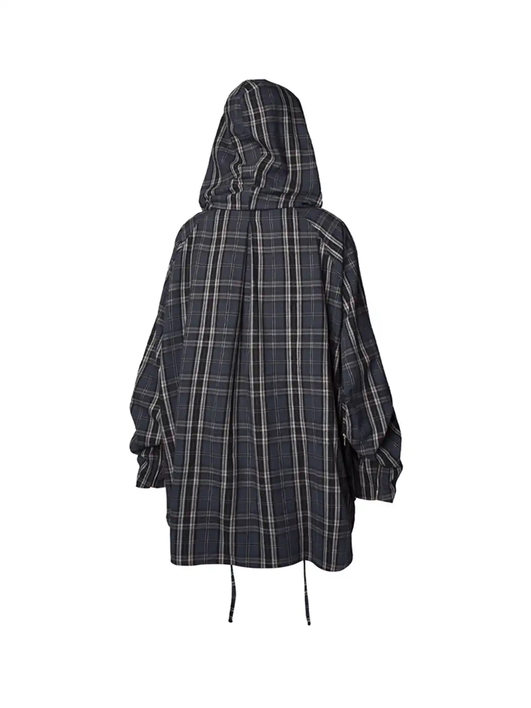 RELABEL | Detachable Hood Multi-Zip Plaid Oversized Shirt