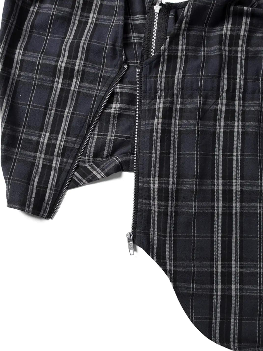 RELABEL | Detachable Hood Multi-Zip Plaid Oversized Shirt