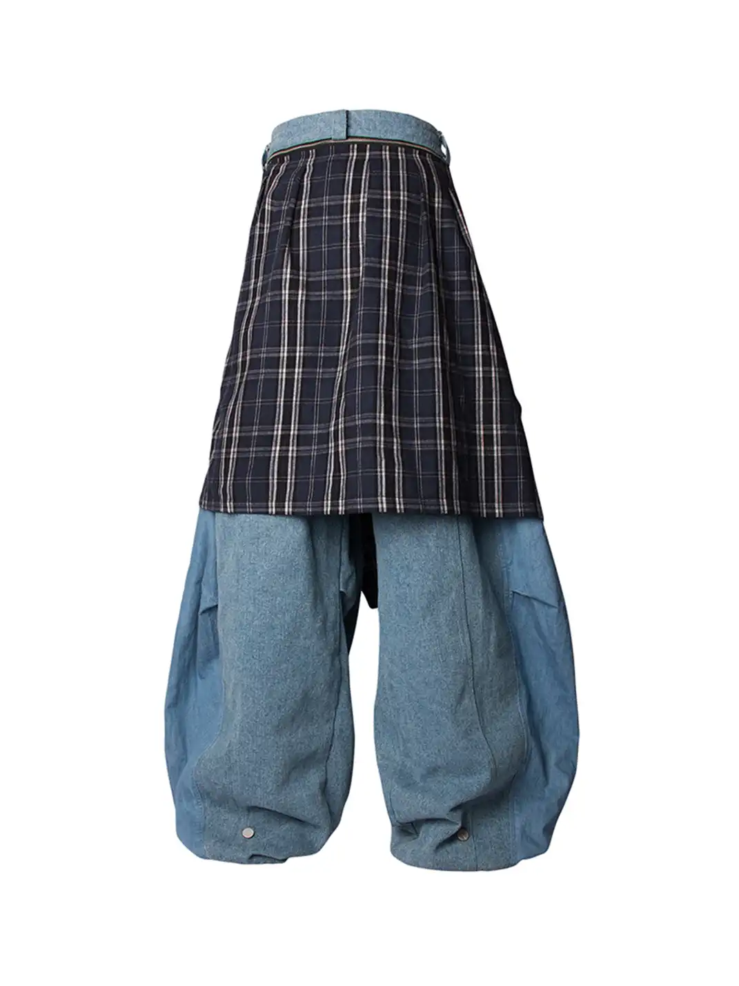RELABEL | Detachable Plaid Back Flap Oversized Jeans