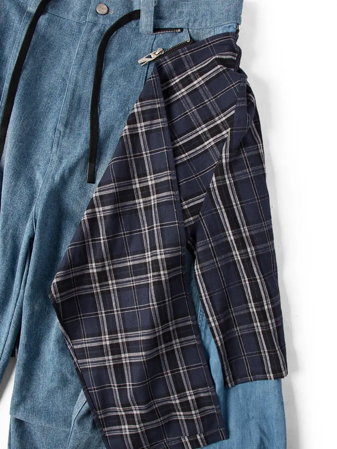 RELABEL | Detachable Plaid Back Flap Oversized Jeans