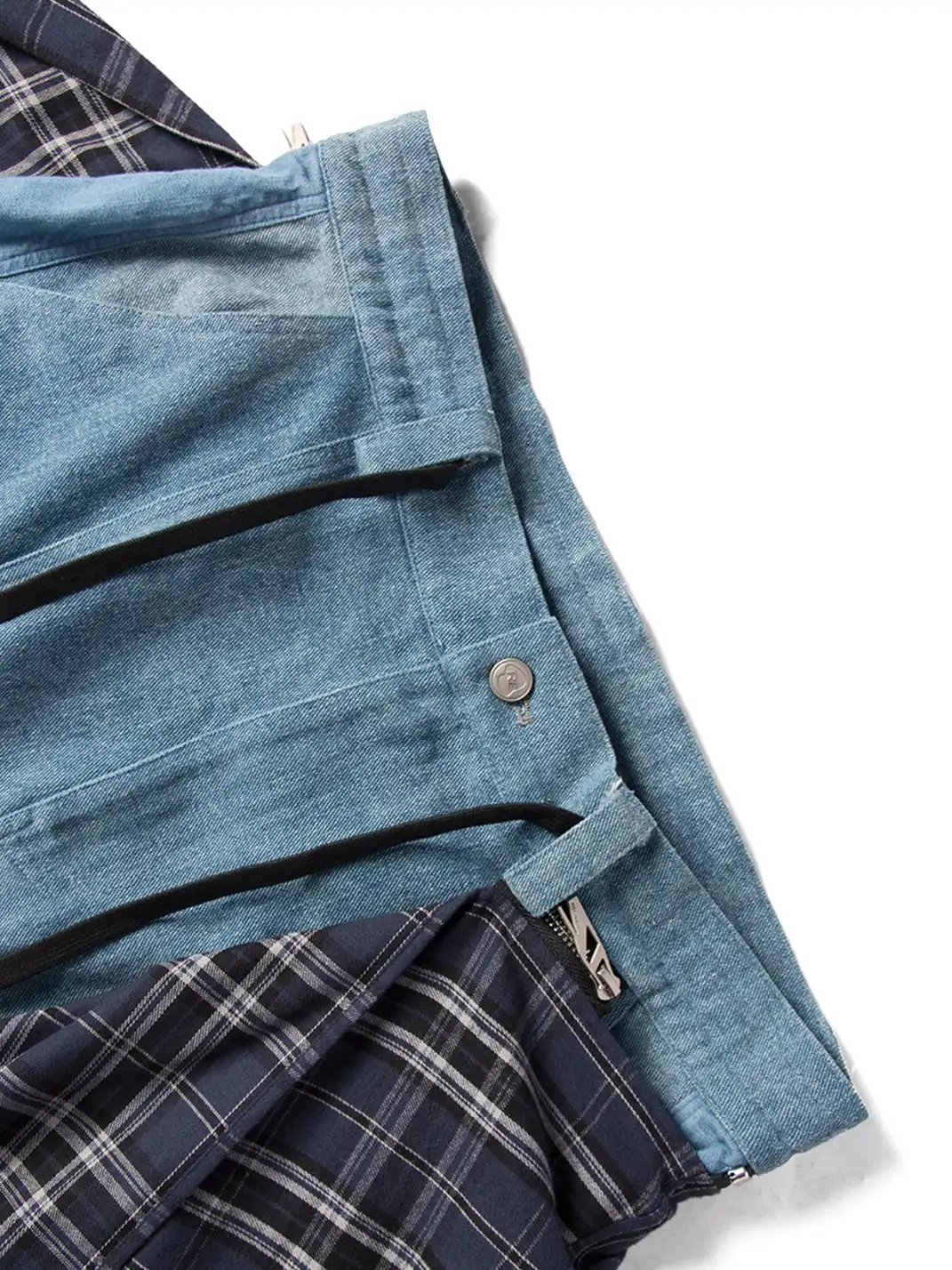 RELABEL | Detachable Plaid Back Flap Oversized Jeans