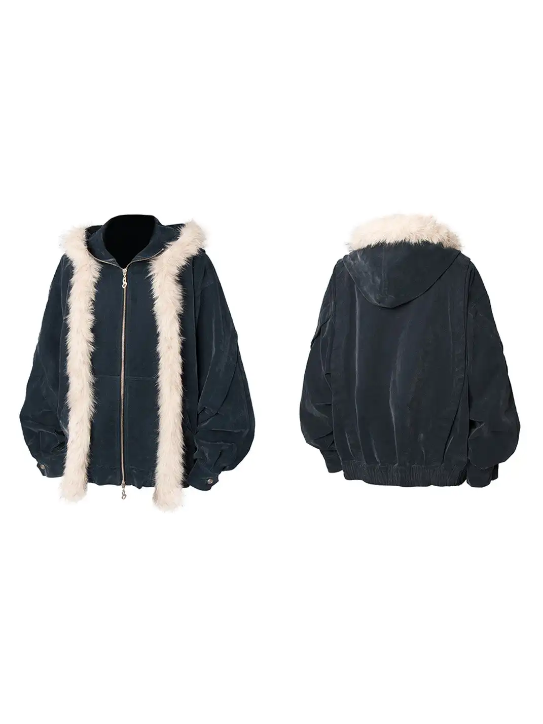 RELABEL | Detachable Faux Fur Trim Hooded Jacket