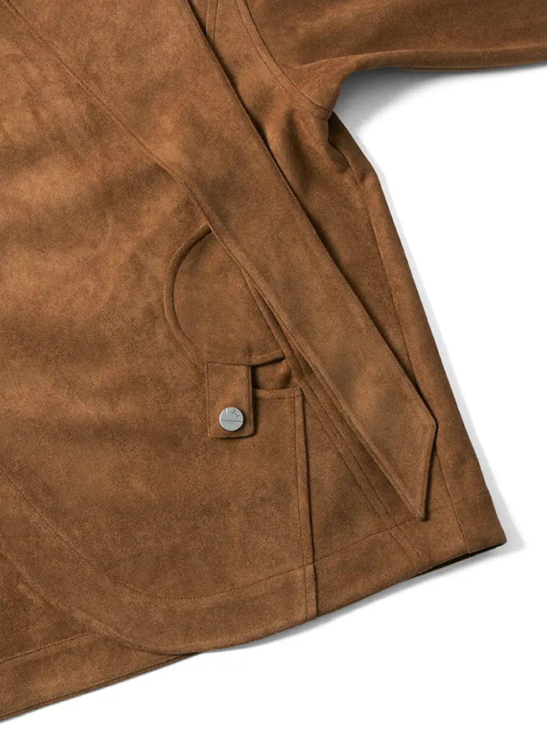 RELABEL | Asymmetrical-Zip Detachable-Hood Suede Jacket