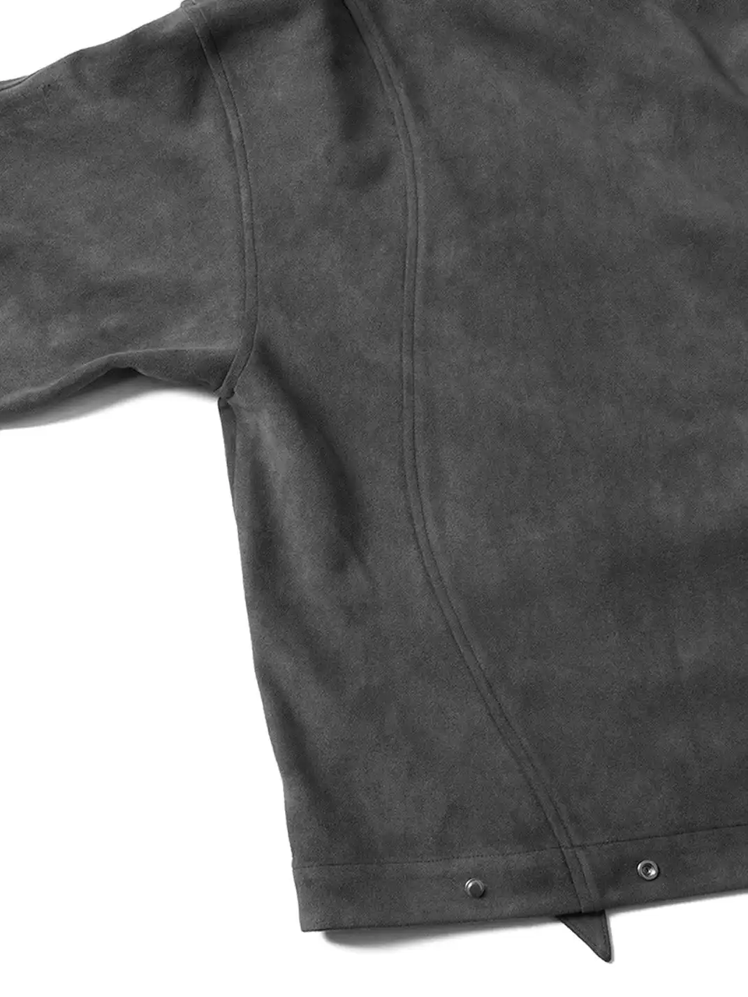 RELABEL | Asymmetrical-Zip Detachable-Hood Suede Jacket