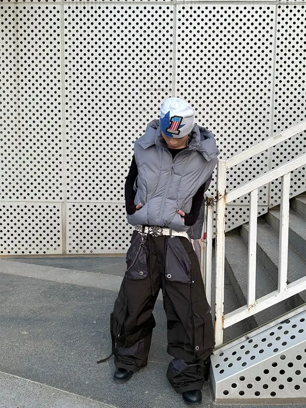 RELABEL | Multi-Pocket Panel Crinkled Cargo Pants
