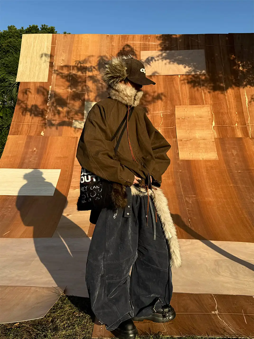 RELABEL | Velour Zip-Hem Oversized Jeans
