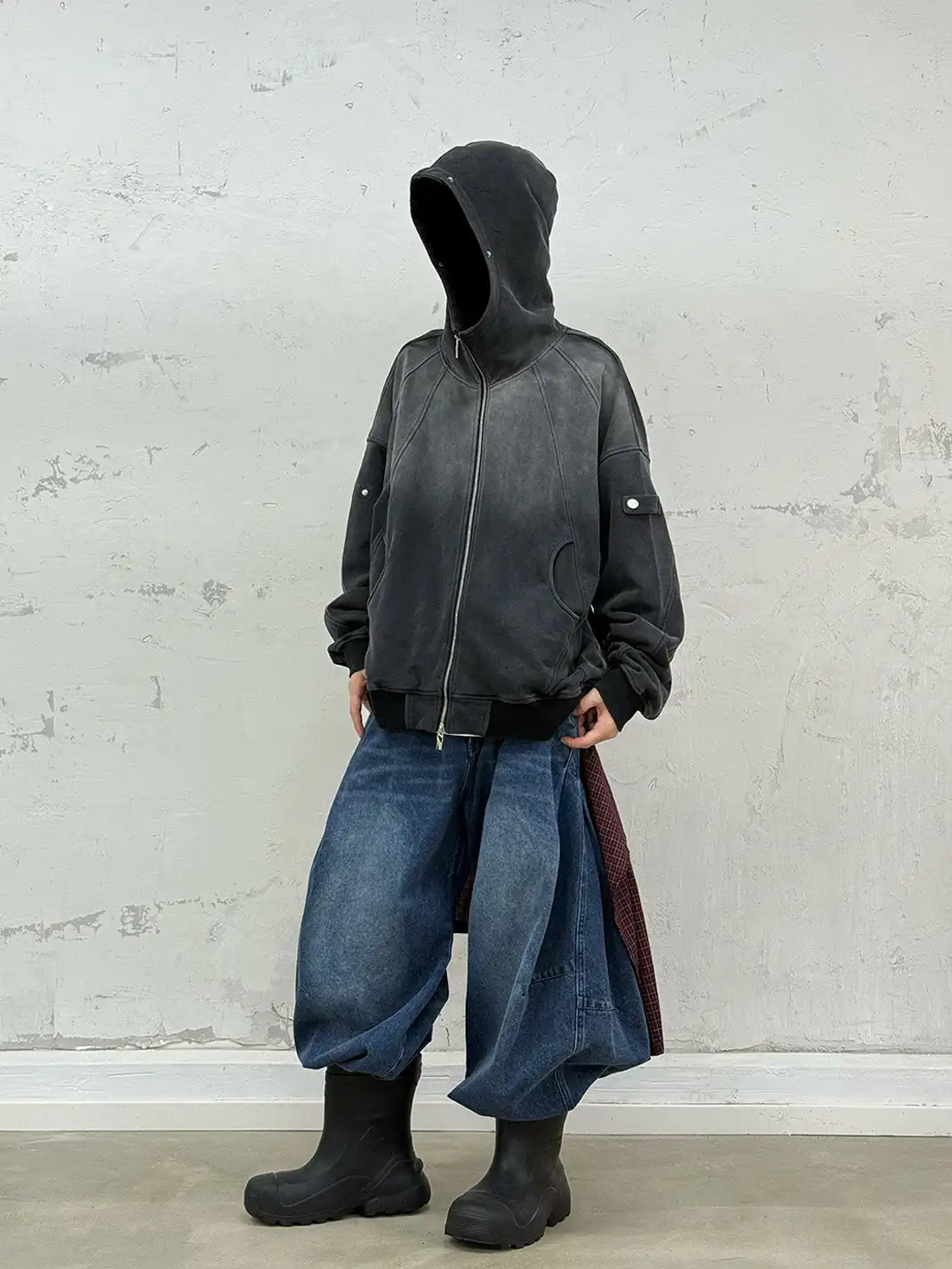 RELABEL | Gradient Washed Panel Hooded Jacket