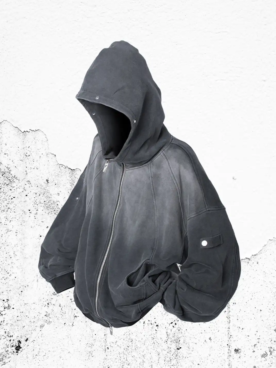 RELABEL | Gradient Washed Panel Hooded Jacket