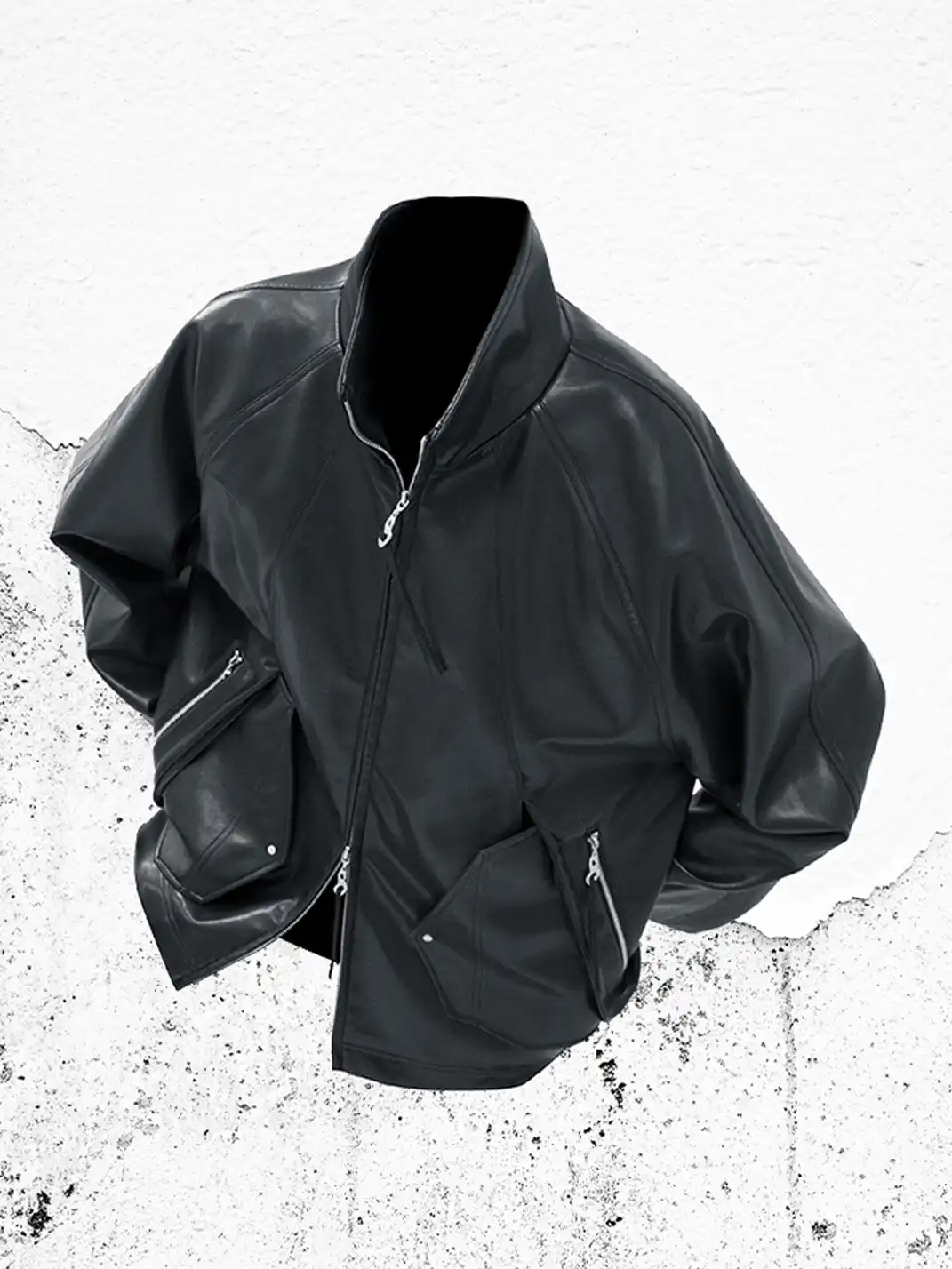 RELABEL | Multi-Pocket Faux Leather Oversized Jacket