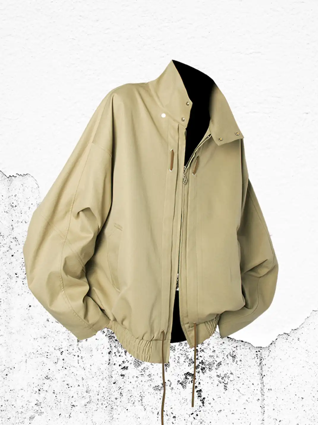 RELABEL | Detachable Hood Batwing Sleeve Jacket