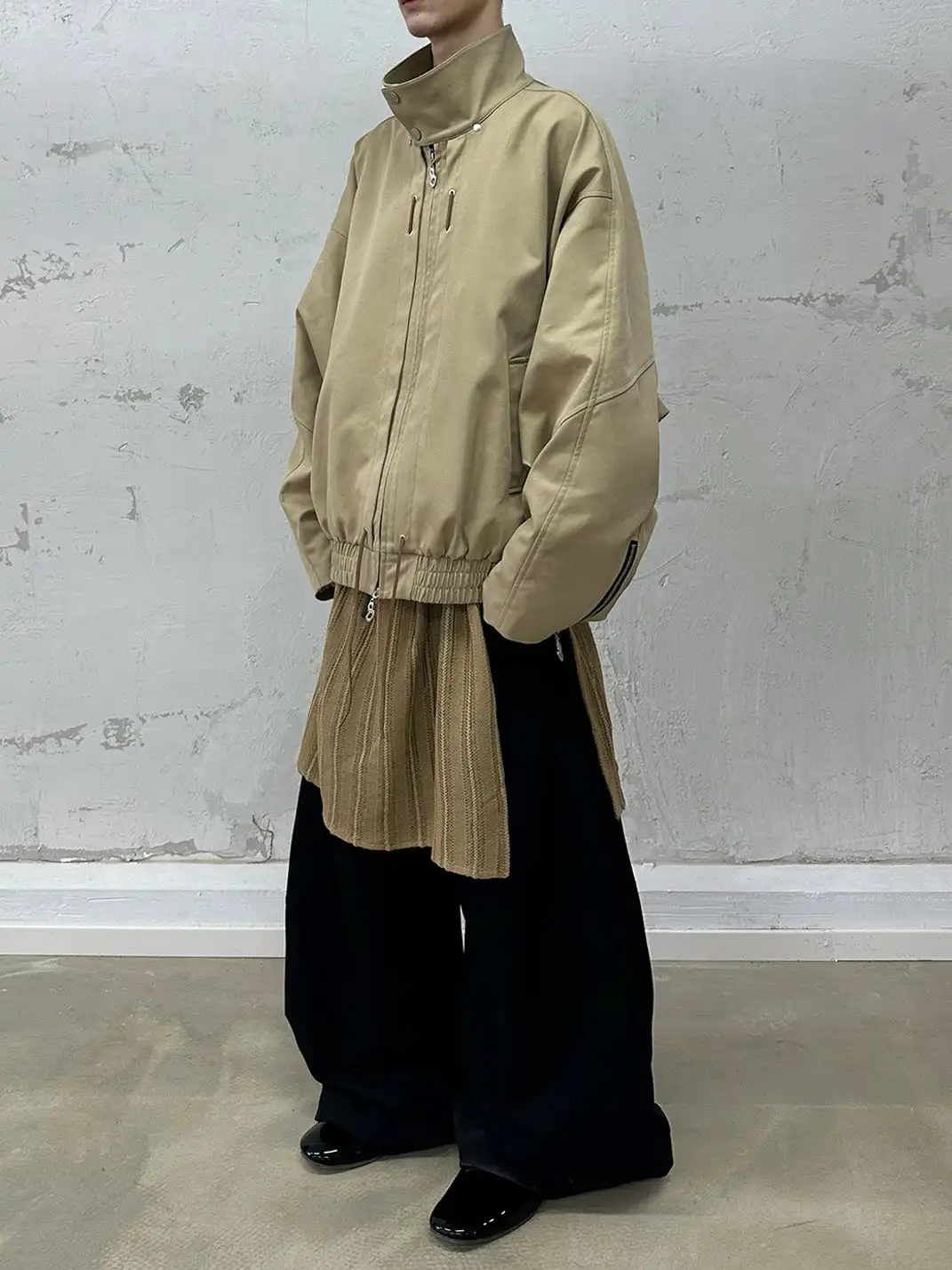 RELABEL | Detachable Hood Batwing Sleeve Jacket