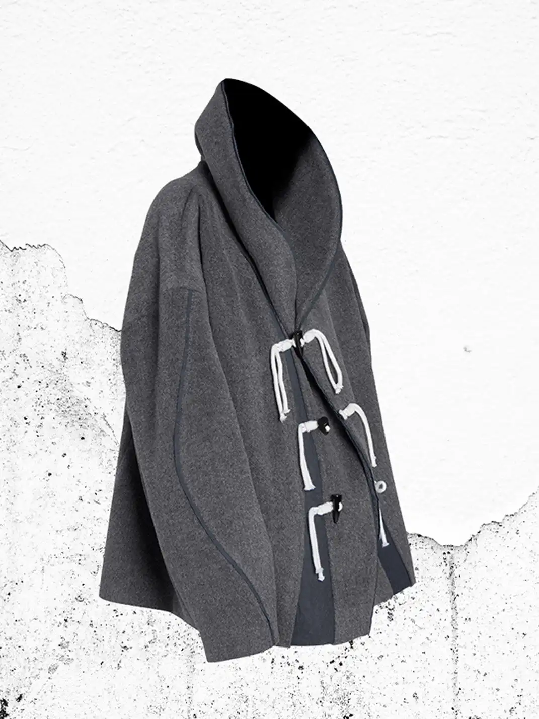 RELABEL | Asym Wool-Blend Curved Panel Jacket