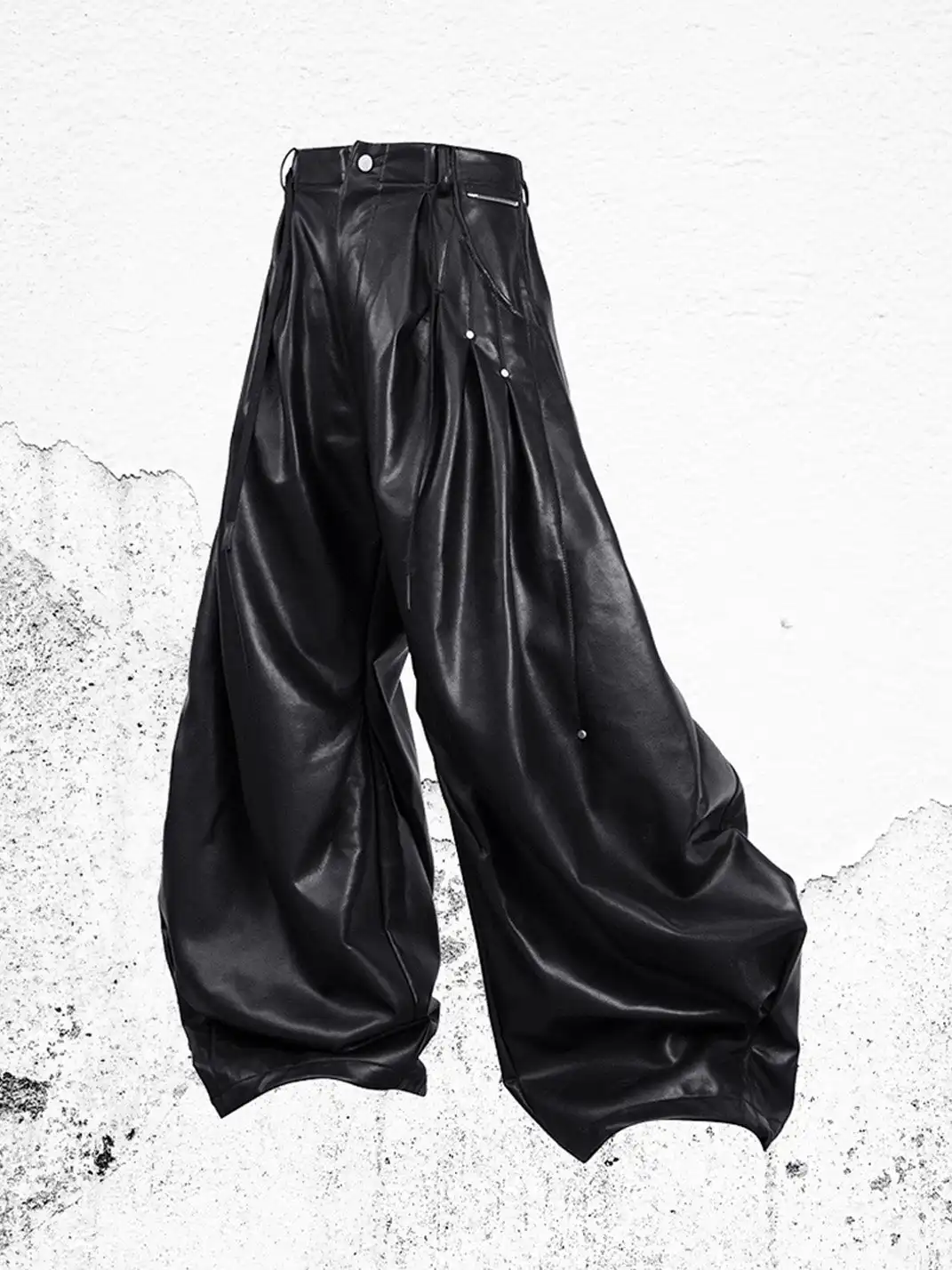 RELABEL | Pleated Rivet Oversized PU Pants