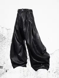 RELABEL | Pleated Rivet Oversized PU Pants