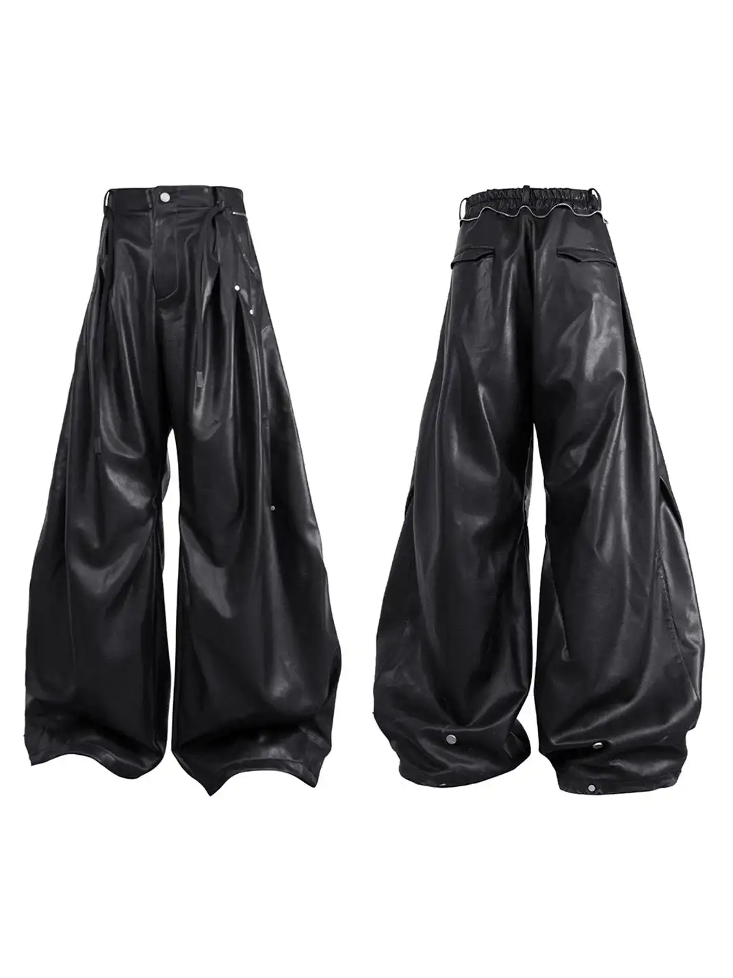 RELABEL | Pleated Rivet Oversized PU Pants