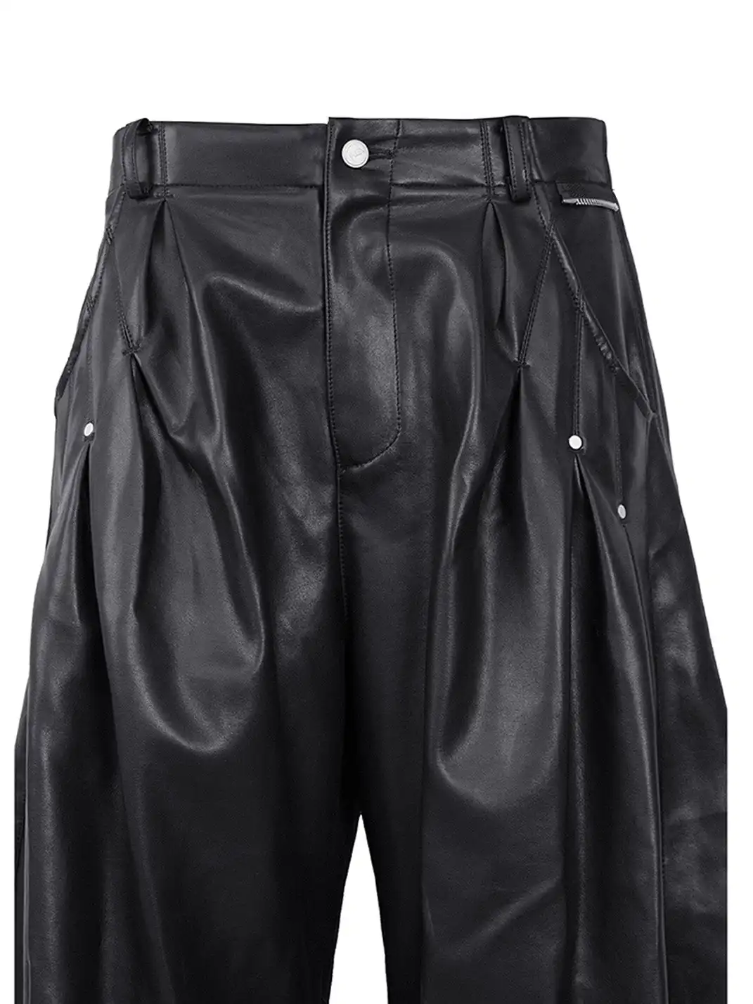 RELABEL | Pleated Rivet Oversized PU Pants
