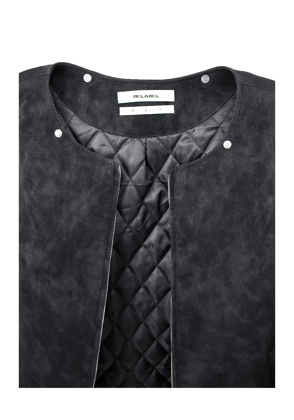RELABEL | Detachable Plush Scarf Hooded Suede Jacket