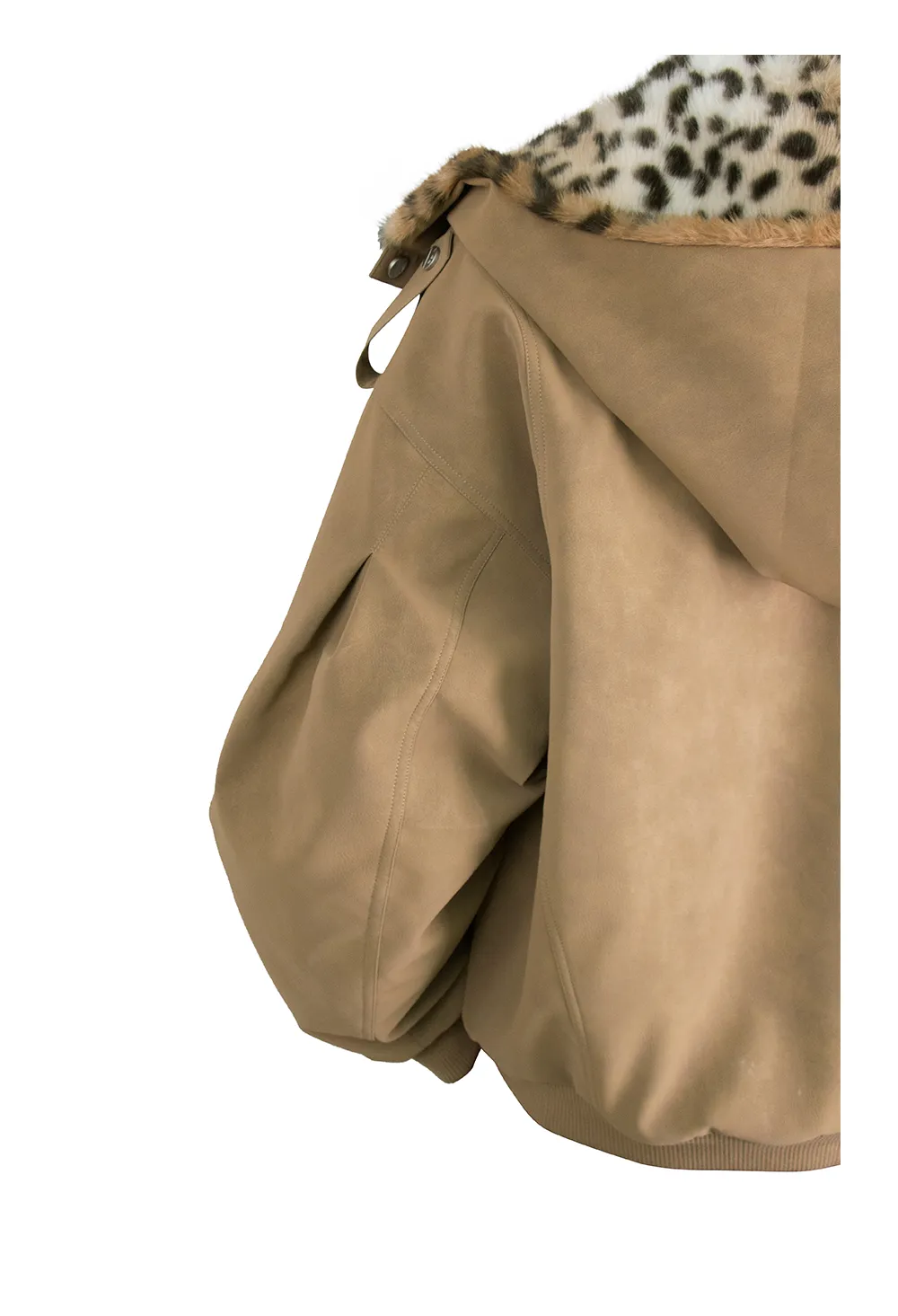 RELABEL | Detachable Plush Scarf Hooded Suede Jacket
