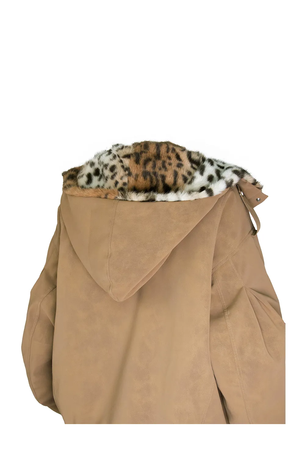 RELABEL | Detachable Plush Scarf Hooded Suede Jacket