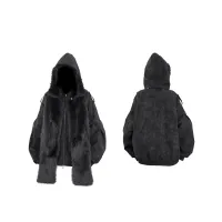 RELABEL | Detachable Plush Scarf Hooded Suede Jacket