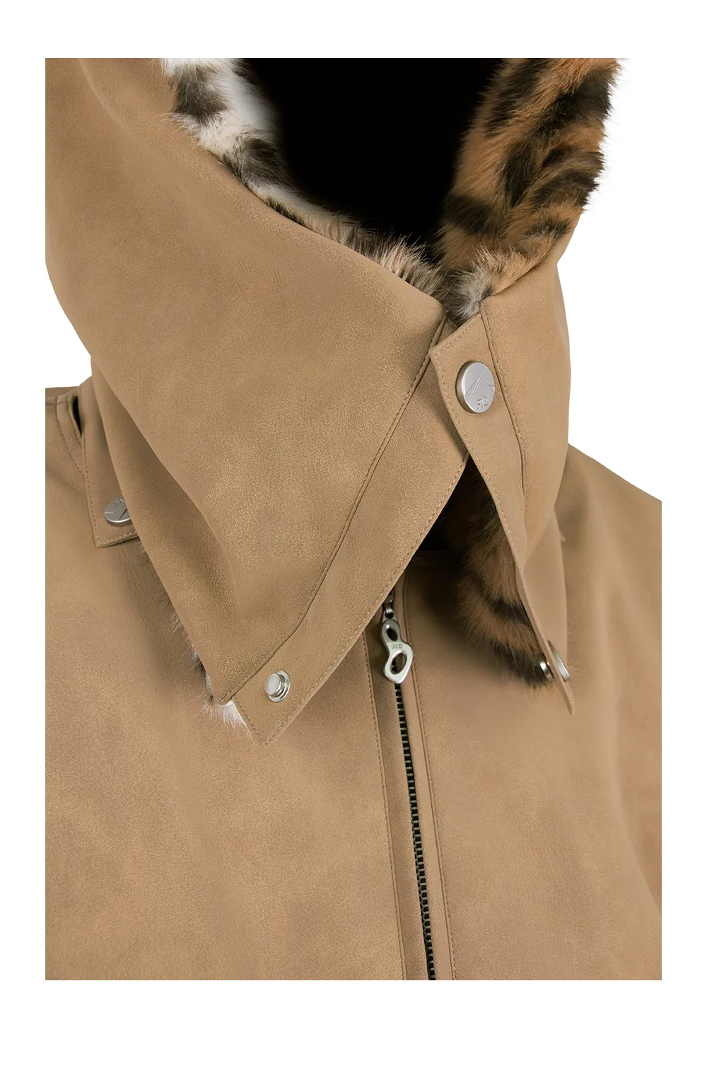 RELABEL | Detachable Plush Scarf Hooded Suede Jacket