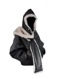 RELABEL | Detachable Plush Scarf Ruched Hooded Jacket