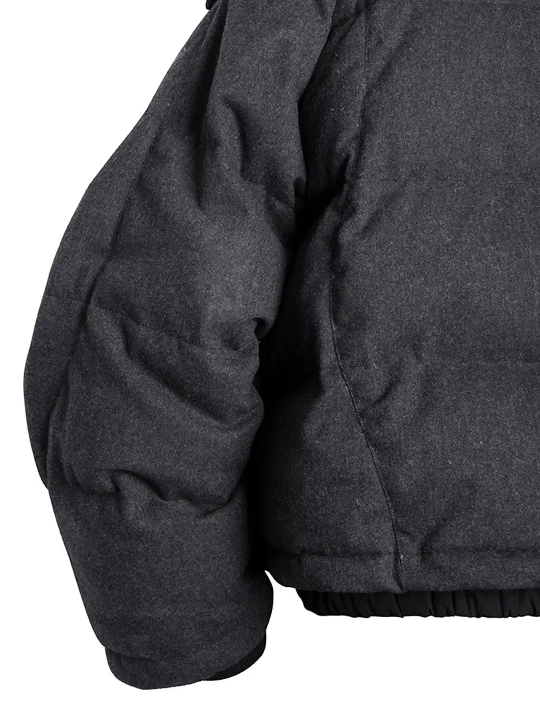 RELABEL | Layered Detachable Hood Wool-Blend Puffer Jacket