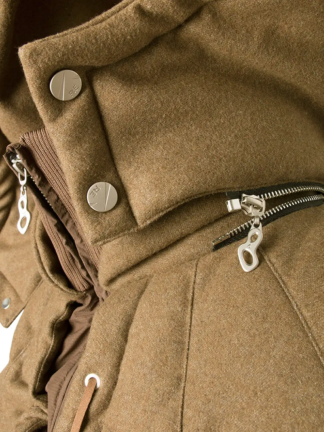 RELABEL | Layered Detachable Hood Wool-Blend Puffer Jacket