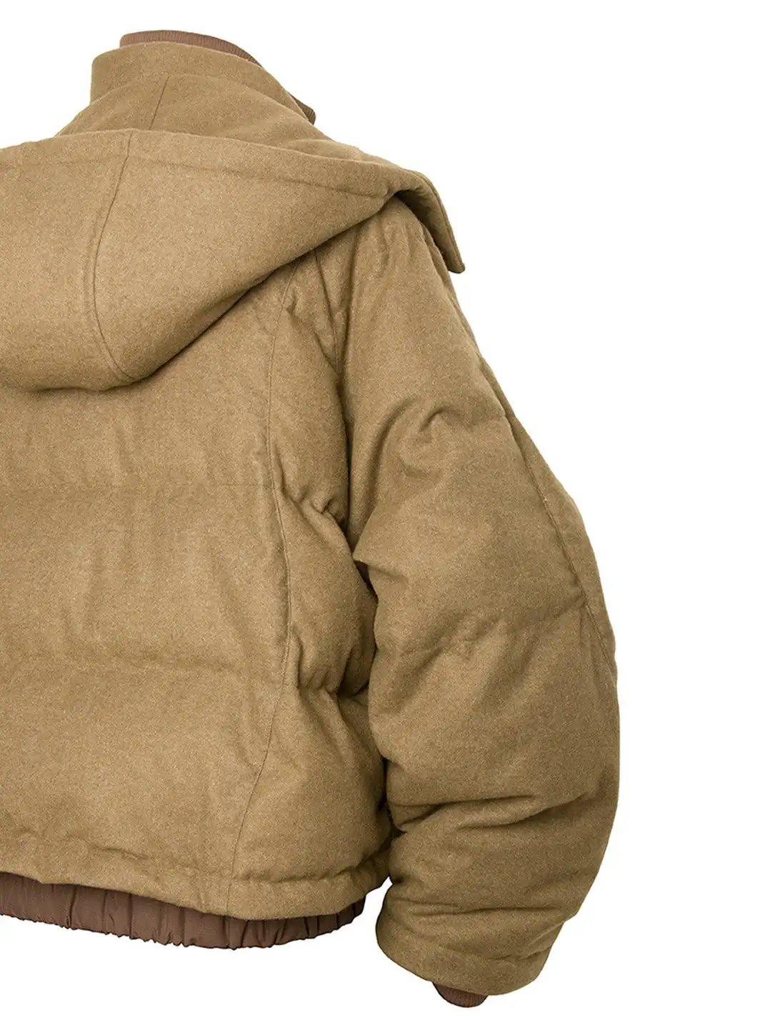 RELABEL | Layered Detachable Hood Wool-Blend Puffer Jacket