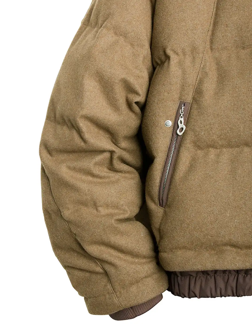 RELABEL | Layered Detachable Hood Wool-Blend Puffer Jacket