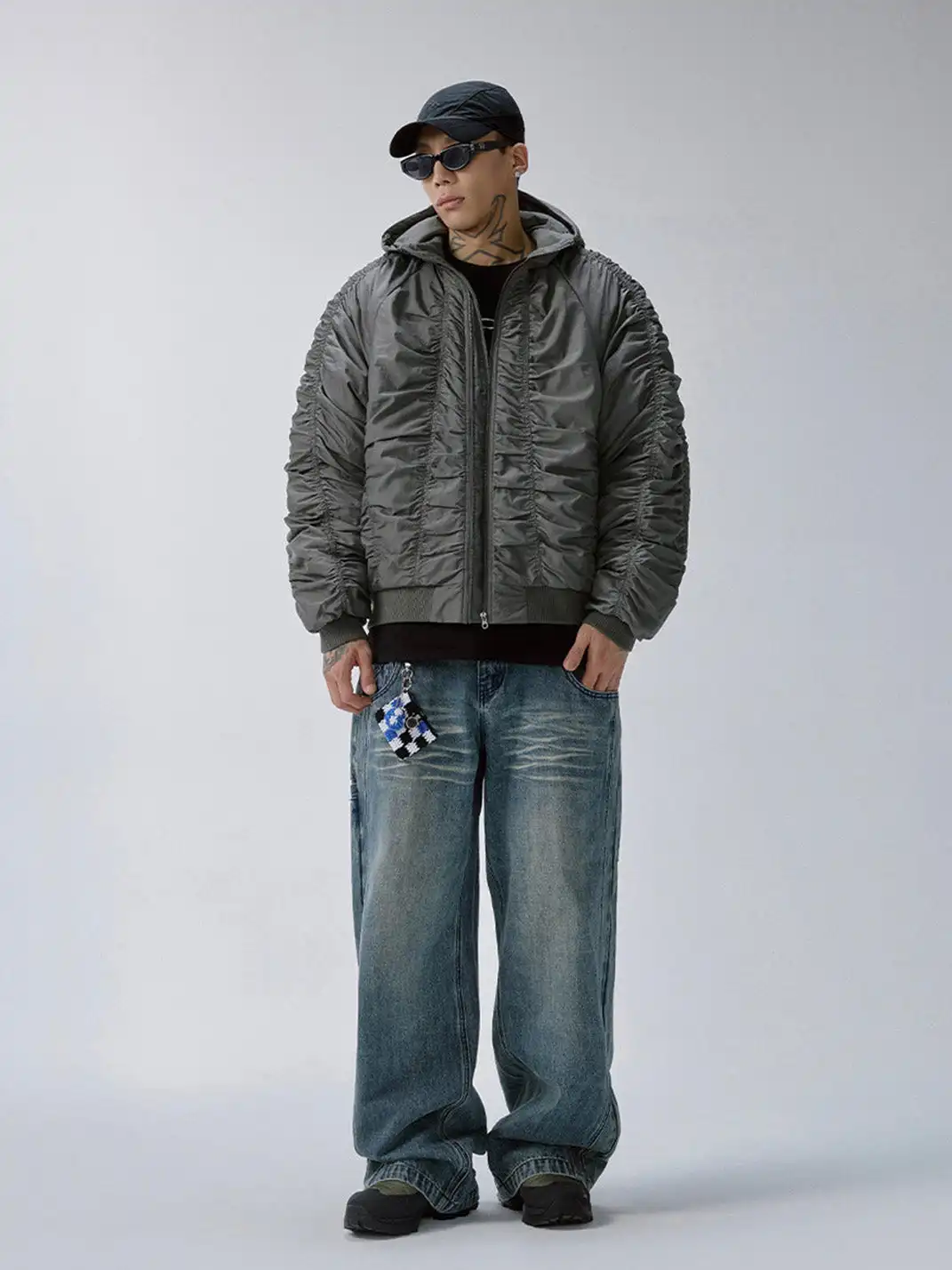 F2CE | Ruched Nylon Hooded Bomber