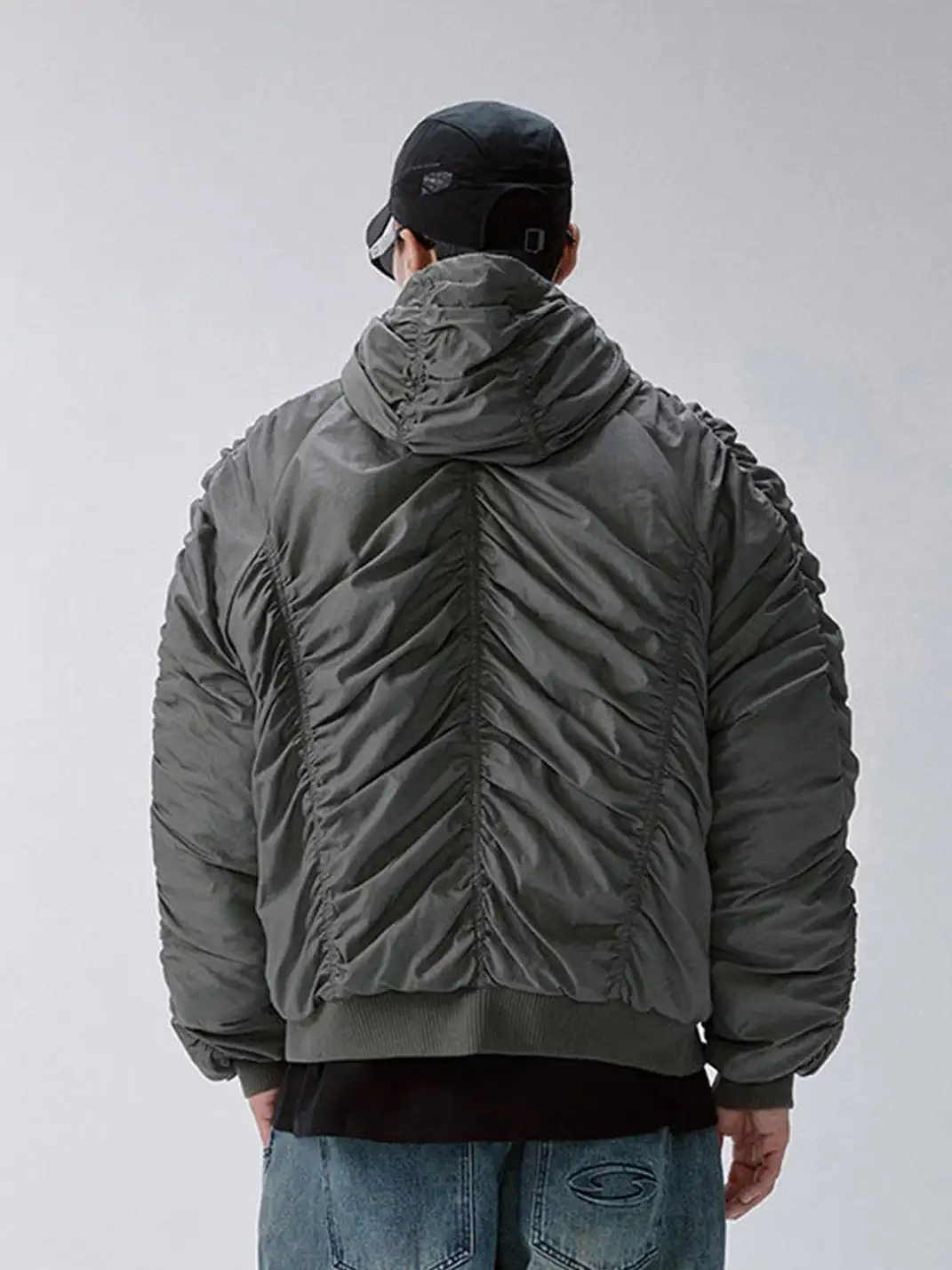 F2CE | Ruched Nylon Hooded Bomber