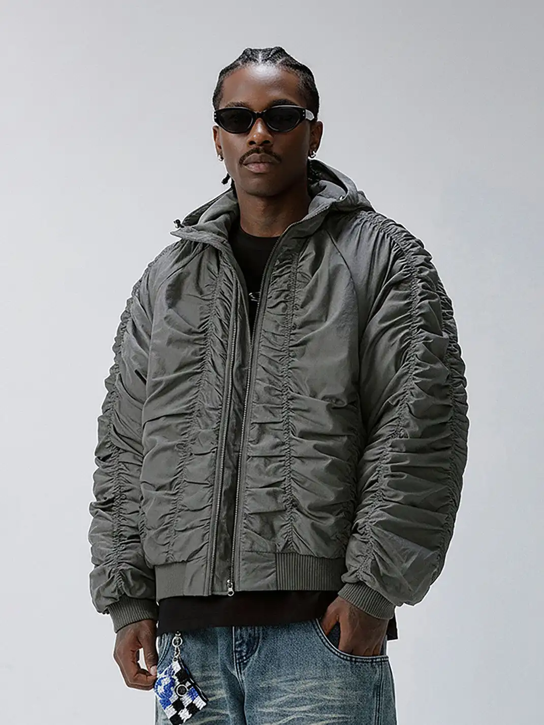 F2CE | Ruched Nylon Hooded Bomber