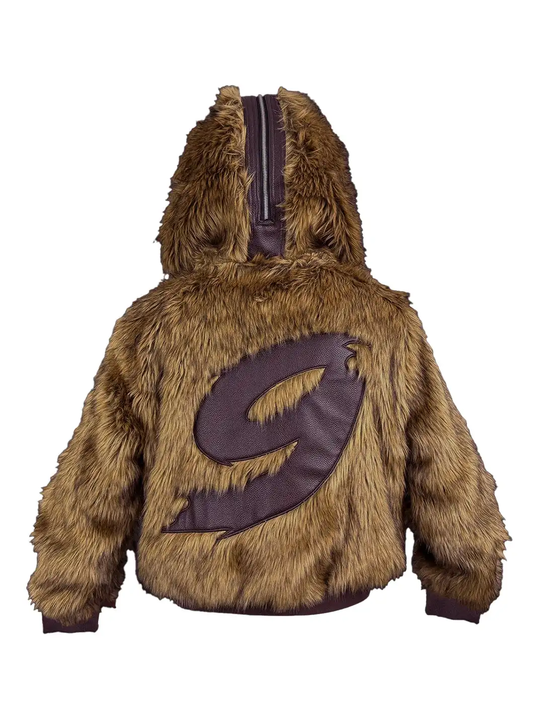 99CLUB | Plush Fur Patchwork Embroidered Jacket