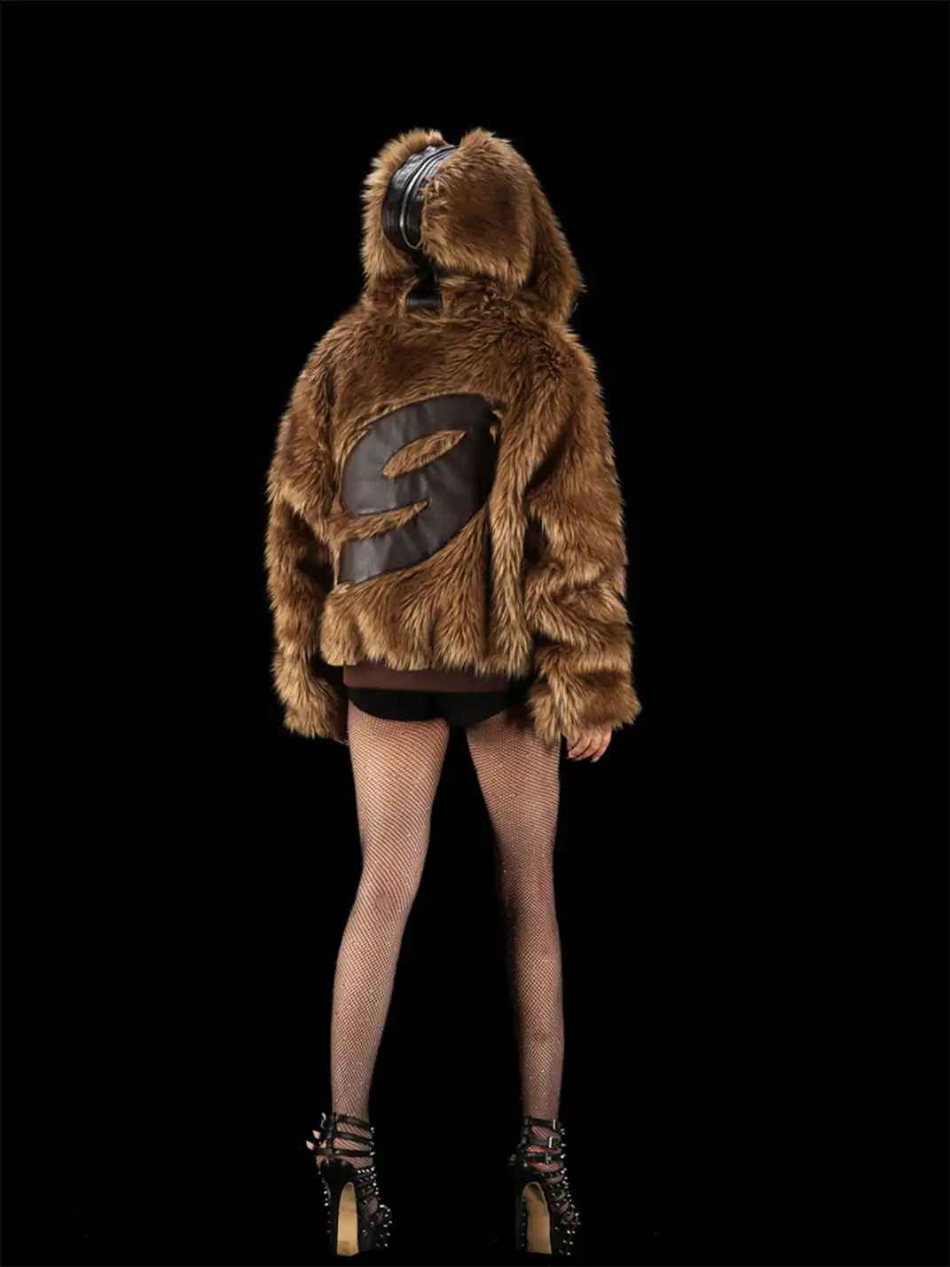 99CLUB | Plush Fur Patchwork Embroidered Jacket