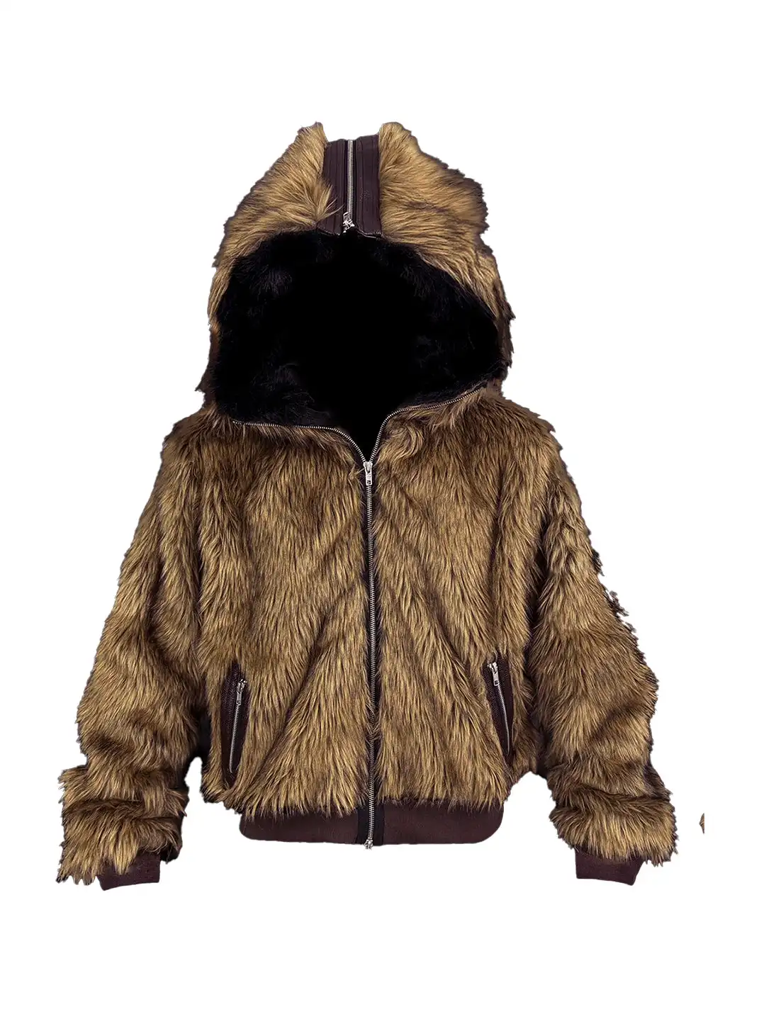 99CLUB | Plush Fur Patchwork Embroidered Jacket